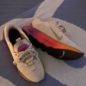 Nike Women's Cream and Purple-Orange Sneakers